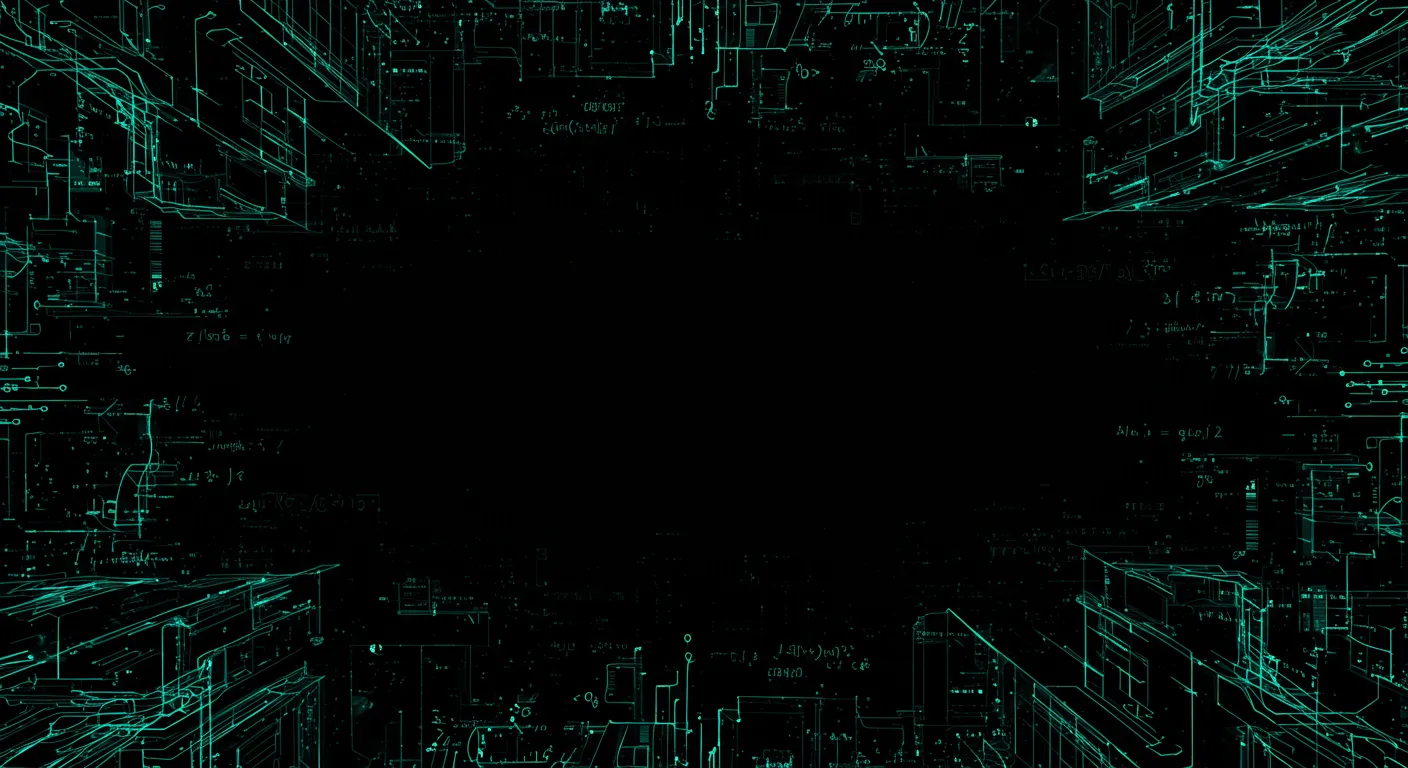 Abstract digital blueprints and technical schematics framing the screen, symbolizing our role as architects of complex digital ecosystems.