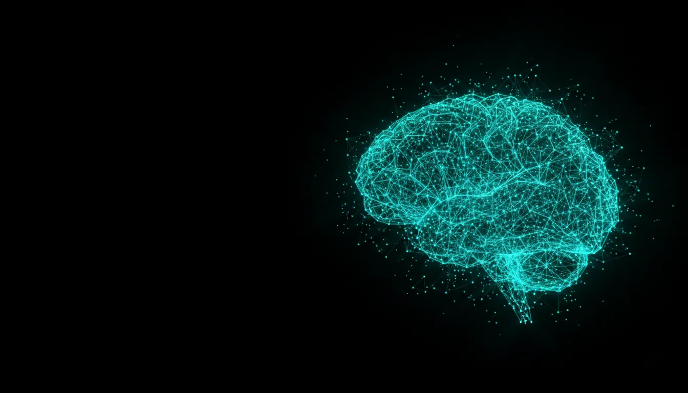 Artificial intelligence neural network illustration representing custom AI solutions and machine learning services.