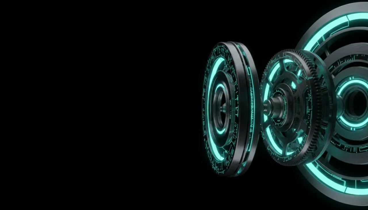 Synchronized 3D digital mechanics illustrating automated workflows and DevOps as a Service solutions.