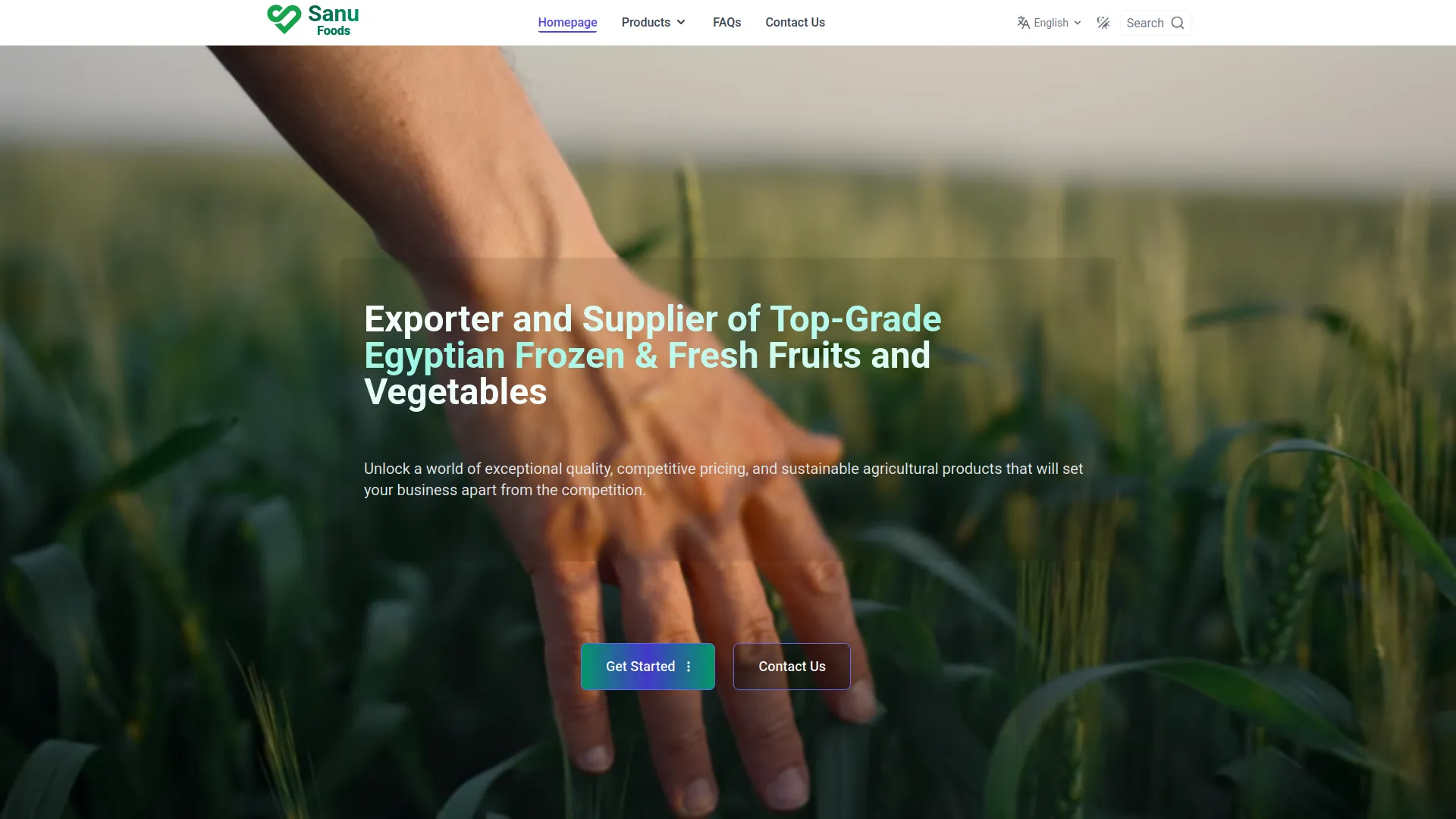 Screenshot of the multi-language B2B agricultural e-commerce platform's user interface